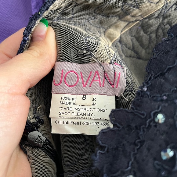 JOVANI NAVY BLUE SLEEVELESS SHEER DRESS 36074 - Picture 3 of 5